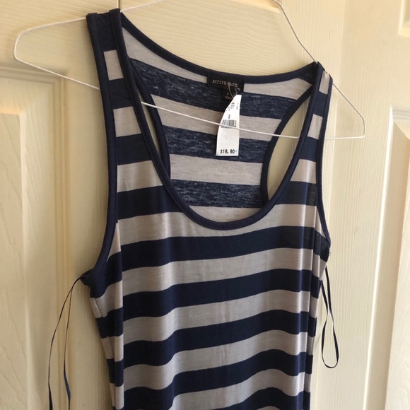 Active Basic Navy/Gray Stripe Maxi Dress - Picture 4 of 6